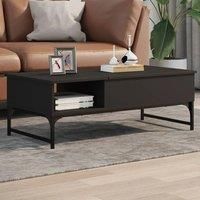 vidaXL Coffee Table – Black Engineered Wood Metal Frame, Living Room Sofa Table with Storage, Rectangular Centerpiece, Adjustable Feet, 100x50x35cm