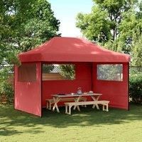 Foldable Party Tent Pop-Up with 3 Sidewalls Burgundy vidaXL