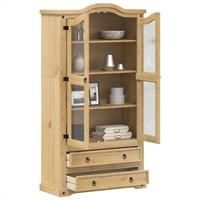 Glass Display Cabinet Storage Shelf Cupboard Bookcase Solid Wood Pine vidaXL