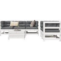 vidaXL 6-Piece Solid Pinewood Garden Sofa Set - Outdoor Modular Corner Lounge for Patio/Terrace with Slatted Design in White