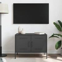 vidaXL TV Cabinet - Industrial Style, Black Steel TV Stand, 68x39x50.5 cm with Storage Compartments, Ideal for Living Room or Bedroom
