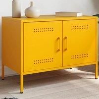 vidaXL Industrial TV Cabinet - Mustard Yellow Steel - 68x39x50.5 cm - 2 Compartments, Easy to Clean TV Stand for Living Room, Bedroom