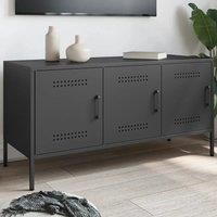vidaXL TV Cabinet Black Steel 100.5x39x50.5 cm - Industrial Style Media Console with 3 Compartments for Living Room or Bedroom