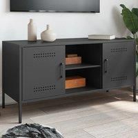 vidaXL Black Steel TV Cabinet - Industrial Style, Ample Storage, Durable 100.5x39x50.5 cm - Ideal for Living Room or Bedroom