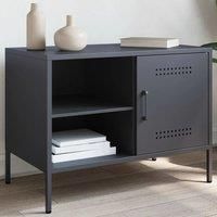 vidaXL TV Cabinet Stand - Steel Media Unit/Entertainment Centre, Industrial Style in Anthracite - TV Bench for Living Room/Bedroom - Storage Compartment and Shelves, Dimensions: 68 x 39 x 50.5 cm
