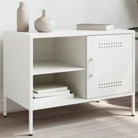 vidaXL TV Cabinet - Industrial Steel Media Stand with Ample Storage, White, 68x39x50.5 cm for Living Room/Bedroom