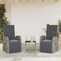 vidaXL 3-Piece Garden Dining Set with Cushion Grey Poly Rattan