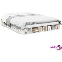 vidaXL Bed Frame without Mattress White 150x200 cm King Size