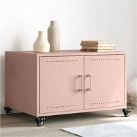 vidaXL Coffee Table Centre/End/Tea Side Table - Pink, Cold-rolled Steel - Storage, Wheels, Handles - 68x50x43.5cm