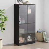 vidaXL Highboard with Doors Black 68x37x142 cm Engineered Wood