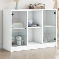 vidaXL White Engineered Wood Sideboard - Modern Storage Highboard with Spacious Compartments for Books and Decor