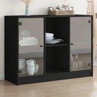 vidaXL Black Engineered Wood Sideboard - Modern Side Cabinet/Highboard with Spacious Storage for Dining Room/Office, 102x37x75.5 cm