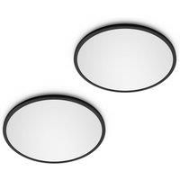 Philips LED SuperSlim 2-pack black IP44 25cm 2,700K