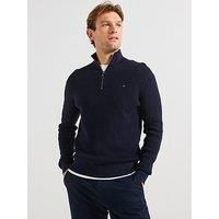 Tommy Hilfiger Men’s Racking Structure Mock Neck Jumper with Zip, Blue (Desert Sky), XL