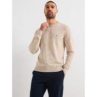 Tommy Hilfiger Cotton Linen Crew Neck Knitted Jumper - Natural