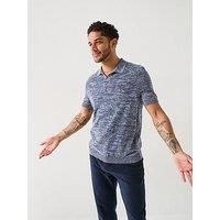 Tommy Hilfiger Cotton Linen Open Collar Knitted Polo Shirt - Dark Grey