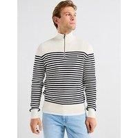 Tommy Hilfiger Racking Structure Zip Mock Knitted Jumper - Cream