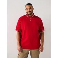 Tommy Hilfiger Big & Tall Slim Fit Tipped Polo Shirt - Red