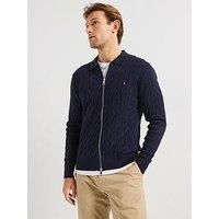 Tommy Hilfiger Classic Cable Zip Through Knitted Jumper - Navy