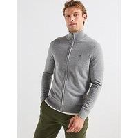 Tommy Hilfiger Essential Cotton Zip Through Knitted Jumper - Grey