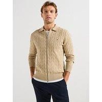Tommy Hilfiger Classic Cable Zip Through Knitted Jumper - Natural