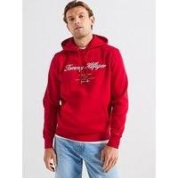 Tommy Hilfiger Regular Fit Script Logo Overhead Hoodie - Red