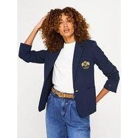 Tommy Hilfiger Slim Fit Logo Blazer - Navy - Blue