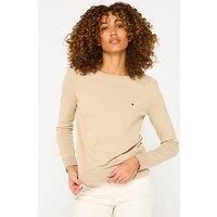 Tommy Hilfiger Mini Logo Boat Neck Jumper - Beige