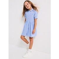 Tommy Hilfiger Girls Striped Short Sleeve Dress - Blue