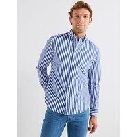 Tommy Hilfiger Regular Fit Flex Poplin Bold Stripe Short Sleeve Shirt - Blue