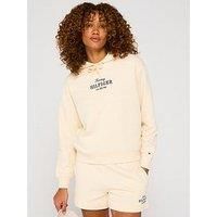 TOMMY HILFIGER Women’s Regular Fit Cotton Hoodie, Beige (Calico), L