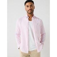 Tommy Hilfiger Regular Fit Essential Stripe Linen Shirt - Pink
