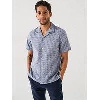 Tommy Hilfiger Regular Fit Cotton Linen Dobby Short Sleeve Shirt - Black
