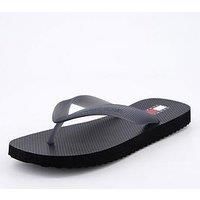 Tommy Jeans Women’s Logo Flip Flops, Grey (Washed Black), 5