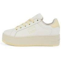 Tommy Jeans Flatform Logo Trainers - White/Yellow