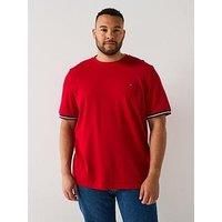 Tommy Hilfiger Big & Tall Global Striped Cuff T-Shirt - Red