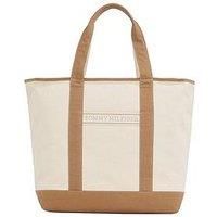 Tommy Hilfiger Logo Summer Canvas Tote - Beige
