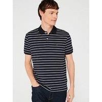 Tommy Hilfiger Regular Fit Liquid Cotton Stripe Polo Shirt - Blue