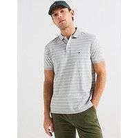 Tommy Hilfiger Regular Fit Liquid Cotton Stripe Polo Shirt - Light Grey