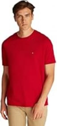 Tommy Hilfiger Men’s Short Sleeve Round Neck Seasonal Solid T-Shirt, Multicolor (Medium Red), XXL