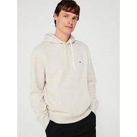 Tommy Hilfiger Men’s Seasonal Fleece Hoodie with Kangaroo Pocket, Beige (Heathered Oatmilk), M