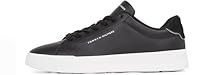 Tommy Hilfiger Men’s Detail Essential Leather Court Trainers, Black (Black), 7