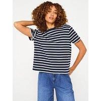Tommy Hilfiger Mini Logo Striped Oversized T-Shirt - Navy