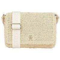Tommy Hilfiger Logo Crossover Straw Bag - Beige