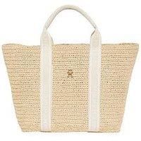 Tommy Hilfiger Logo Straw Tote Bag - Beige