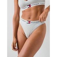 Tommy Hilfiger Women’s Classic Thong with Logo Waistband, Grey (Light Grey Heather), M
