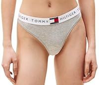 Tommy Hilfiger Women’s Classic Thong with Logo Waistband, Grey (Light Grey Heather), L