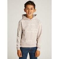 Calvin Klein Jeans Boys Ckj Logo Aop Hoodie - Beige