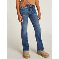 Calvin Klein Jeans Girls Flare Visual Denim Jeans - Dark Blue