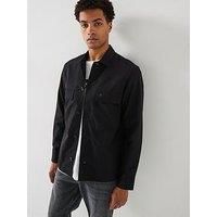 Calvin Klein Cotton Blend Button Through Overshirt - Black